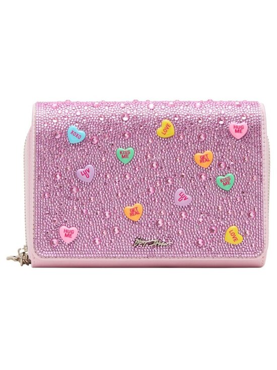 Betsey Johnson Handbags - Betsey Johnson Candy Hearts Crossbody Purse Rhinestone Pink Novelty Wallet Bag
